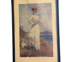 30" Edwardian Lady Print Framed