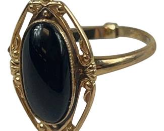 10K Gold Black Obsidian Onyx Solitaire