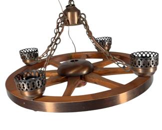 1960s 70s Wagon Wheel Light Fixture