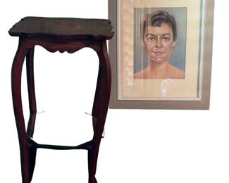 Plant Stand + 1950s Pastel Portrait