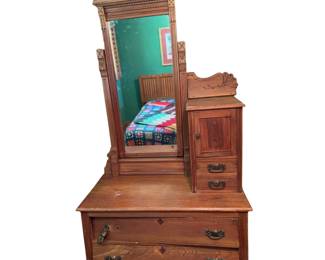 Ornate Gentlemans Dresser Hatbox Solid Wood