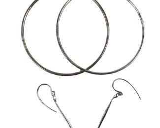 Earrings Hoops Dangles Small Stones 925 7.6g