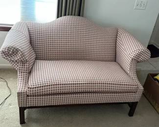 Ethan Allen Camelback Gingham Check Sofa