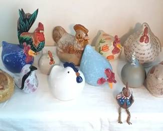 Ceramic Hand Painted Chicken Roosters More
