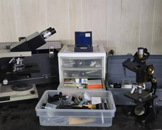 Antique Bausch Lomb Microscope WAccessories