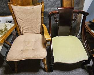 Assorted antique chairs.