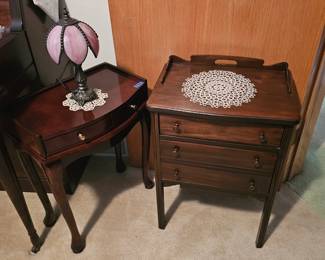 Unique tables including vintage sewing cabinets.