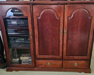 Wooden Media Cabinet WITH Sound System.