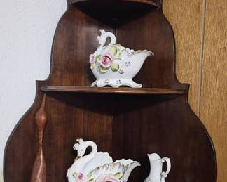 Vintage porcelain swan planters/decor.