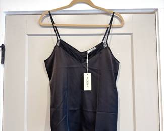 Ekoaer Black Satin and Lace Camisole 