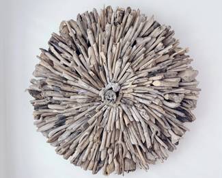 Round Sunburst Wall Sculpture Driftwood Sticks