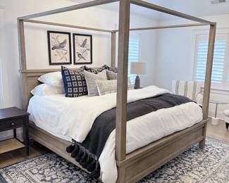 Pottery Barn Farmhouse Four-Poster Canopy King Bed -> This item is available for pre-sale on our website: https://www.pureandsimplecarolinas.com/shop