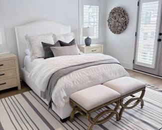 Upholstered Full Bed - Uttermost Karline Small Bench (x2)