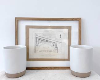 Vintage Framed Architectural Engineering Print - 