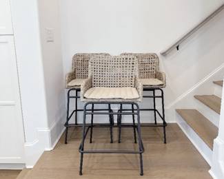 Ballard Designs Bailey Woven Stools Set of 3 