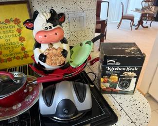 Kitchen Scale, Cow Cookie Jar 