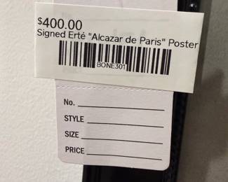 Signed Erte' "Alcazar de Paris" Poster 