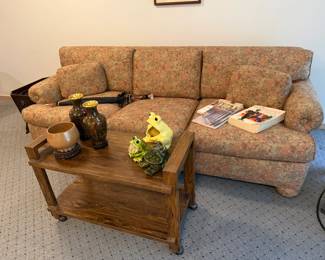 Sofa, Wooden Rolling Cart 