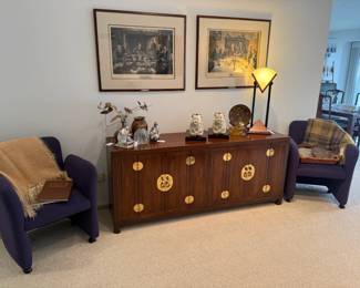 Accent Chairs, Throw Blanket, Framed Art