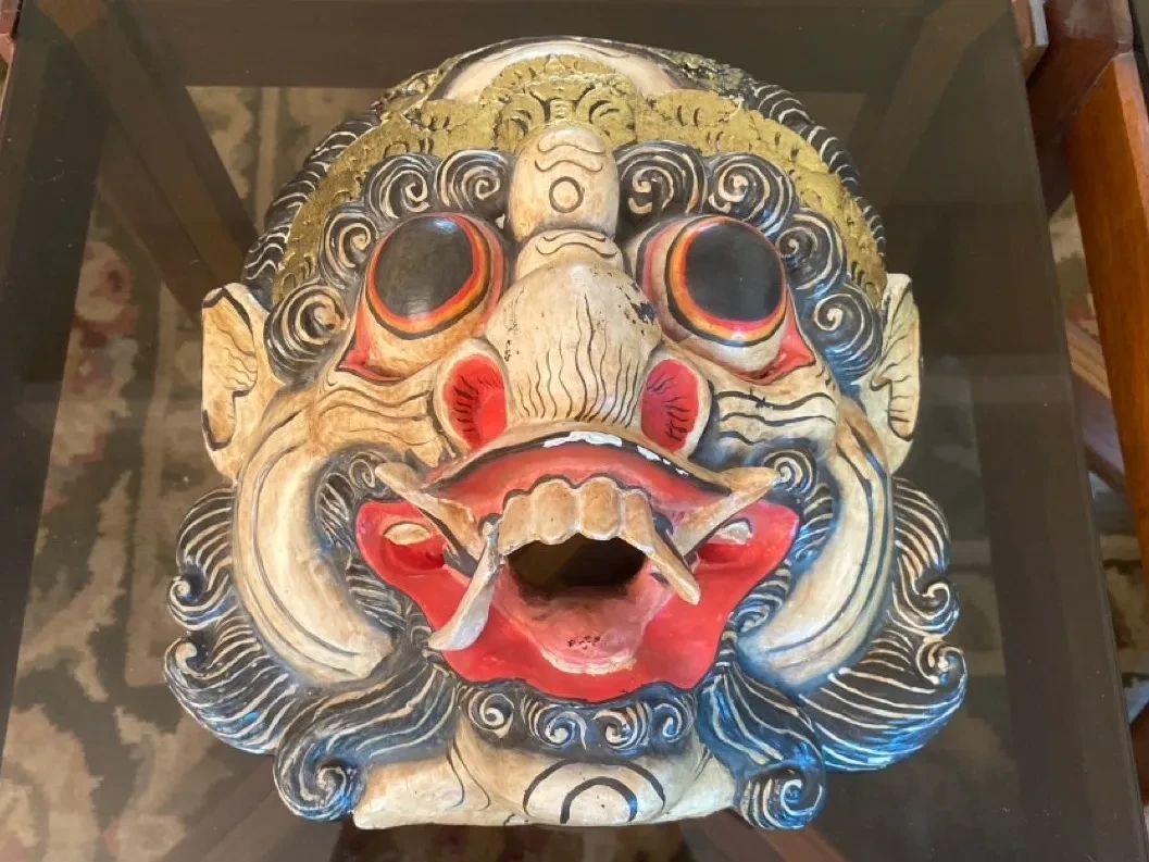 Balinese Barong Spirit Carved and Painted Wood Mask