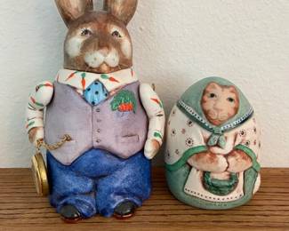 Vintage Salamander Rabbit Figure Alice In Wonderland Painted Bisque Cat