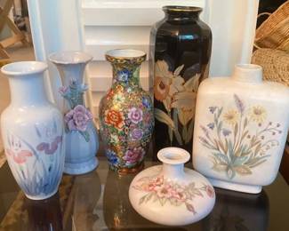 Collection of Floral Vases including Hand Painted Chinese Vase and Rrstrand Vessel