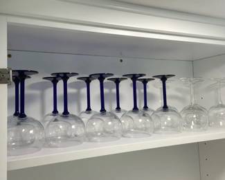 10 Cobalt Blue Stemmed 5 Clear Red Wine Glasses