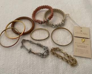 Metal Wood and Cord Bangle Bracelets
