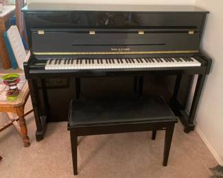 Kohler and Campbell Piano with Bench and Sheet Music