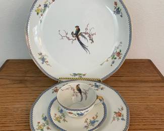 Haviland Limoges Birds Of Paradise Well Platter Dining Plate Cup Saucer