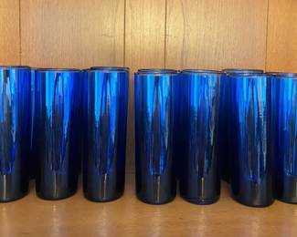 14 Tall Cobalt Blue Drinking Glasses
