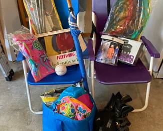 Beach Chairs With Outdoor Games Rollerblades Binoculars Cooler Bag More