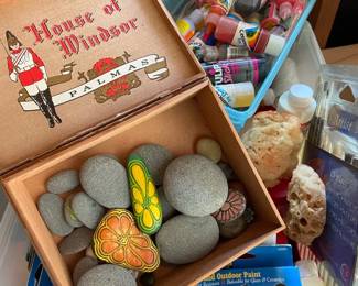Painting Lot Including Smooth Rocks For Crafting