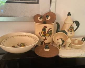 Hand Painted California Provincial Poppy Trail Ceramic Set
