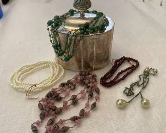 Long Beaded Necklaces with Metal Jewelry Box