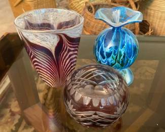 Artistic Glass Oil Lamp with Vase and Bowl