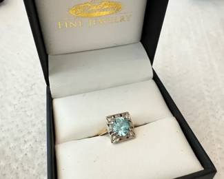 14K Gold Ring With Presumed Blue Topaz