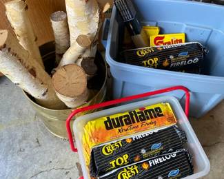Duraflame Crest Top Fire Logs With Birch Logs In A Metal Container