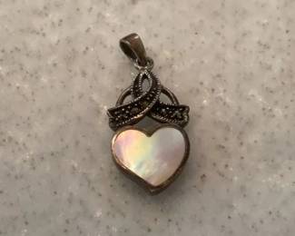 Silver and Shell Inlay Heart Pendant