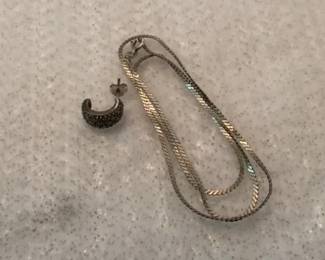 Sterling Silver Chain with 925 Hoop Earring