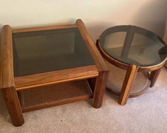 Glass Top TwoTone Square and Circle Wood Tables