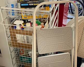 Wired Drawers Full Of Household Cleaning Supplies Light Bulbs Including Step Ladder