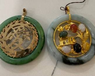 2 Jade And Gemstone Pendants