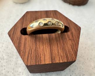 14K Gold Ring With Diamond Bezel Band