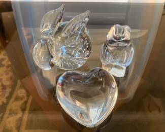 Baccarat Glass Bunny and Heart with Round Glass Bunny