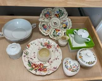 Vintage Floral Sectional Platter Bowl Plate With Tea Set More