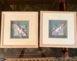 Framed Shell and Paper Sculptural Art