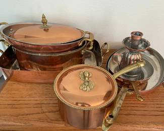 Copper Casserole Dishes Lidded 7 Sauce Pan Oval Skillets 6 Skillet Candle Holder