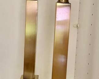270. Pair of Brushed Brass Column Lamps (22"h)
