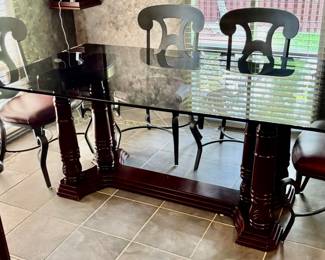 182. Glass Top Dining Table w/ Trestle Base (39" x 70" x 30")